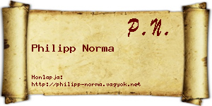 Philipp Norma névjegykártya